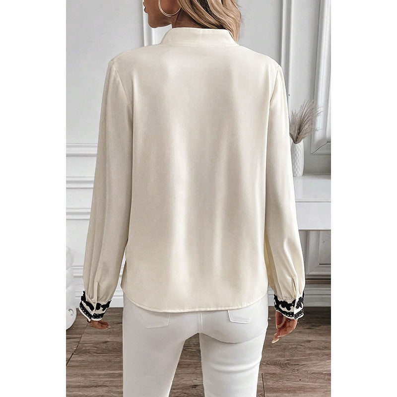 Single Row Multi-buckle Long Sleeve Shirt For Women European And American Leisure Style - Lotus Lane