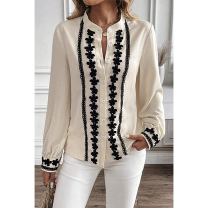 Single Row Multi-buckle Long Sleeve Shirt For Women European And American Leisure Style - Lotus Lane