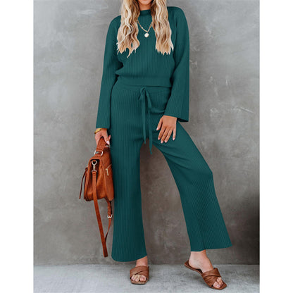 Autumn And Winter New Fashion All-match Round Neck Top Loose Casual Trousers - Lotus Lane