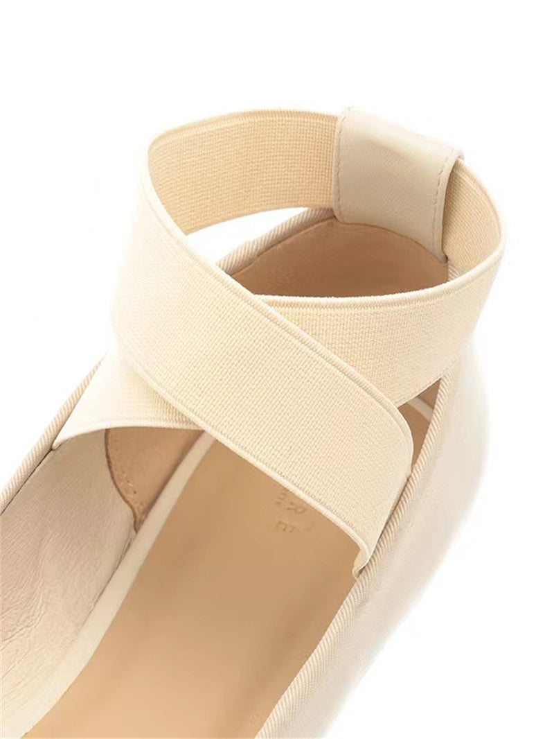 Women's Ballet Comfort Strap Leather Low Heel Pumps - Lotus Lane