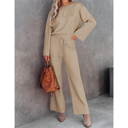 Autumn And Winter New Fashion All-match Round Neck Top Loose Casual Trousers - Lotus Lane