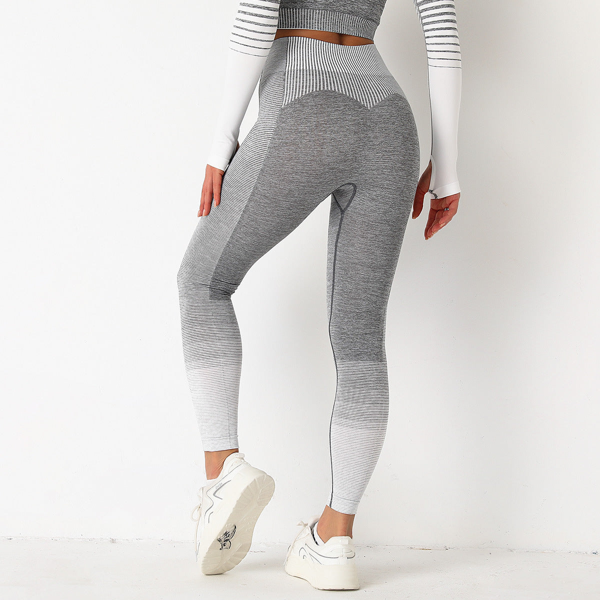 Seamless Striped Knitted Yoga Fitness Pants - Lotus Lane