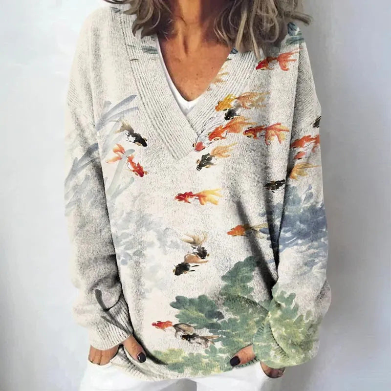 Creative V-neck Line Sweater Sweater - Lotus Lane