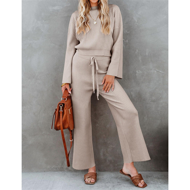 Autumn And Winter New Fashion All-match Round Neck Top Loose Casual Trousers - Lotus Lane