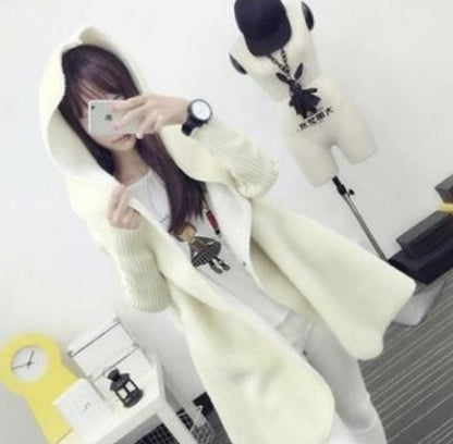 Hooded Jacket Cashmere Sweater Blends Cardigan Coat - Lotus Lane