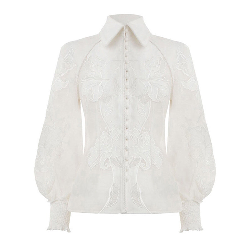 Lace embroidered shirt - Lotus Lane