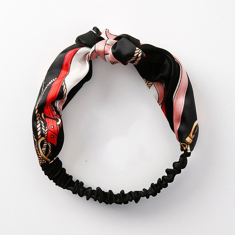 Retro Style Two-color Stitching Cross Knotted Headband - Lotus Lane