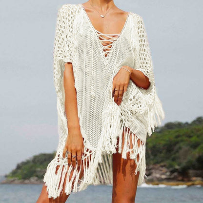 Knit Sweater Thin Knit Hanging Beard Beach Bikini Blouse - Lotus Lane