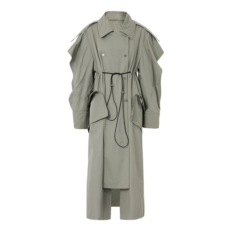 Elastic And Waisted Profile Trench Coat