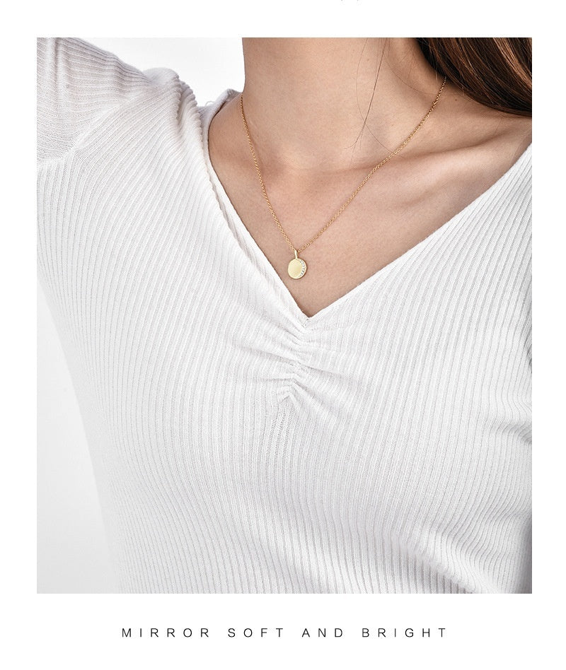 Simple Women's Round Diamond Necklace - Lotus Lane