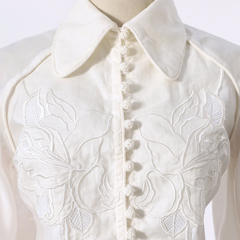 Lace embroidered shirt - Lotus Lane