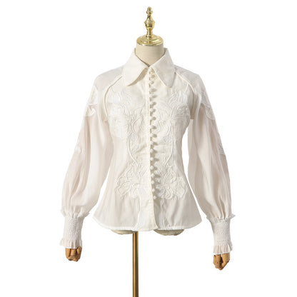 Lace embroidered shirt - Lotus Lane