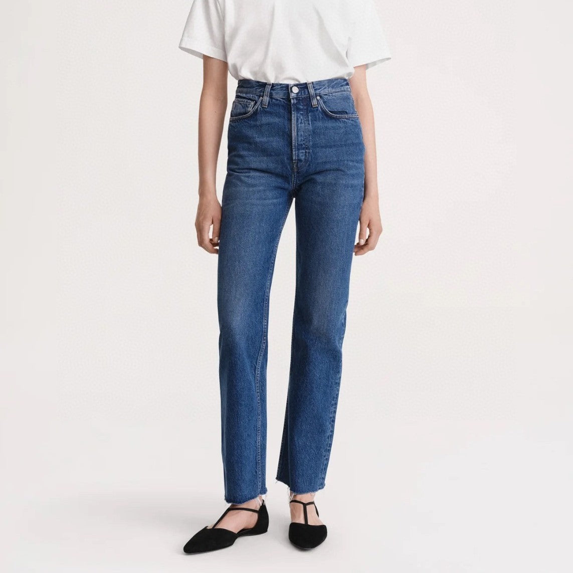 Simple Style Women's Dark Blue Small Straight-leg Jeans - Lotus Lane