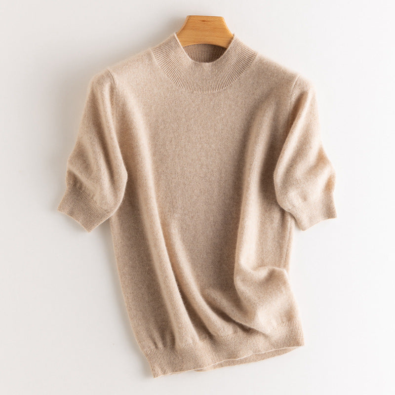 Cashmere Sweater Women's Half Turtleneck Half Sleeve - Lotus Lane