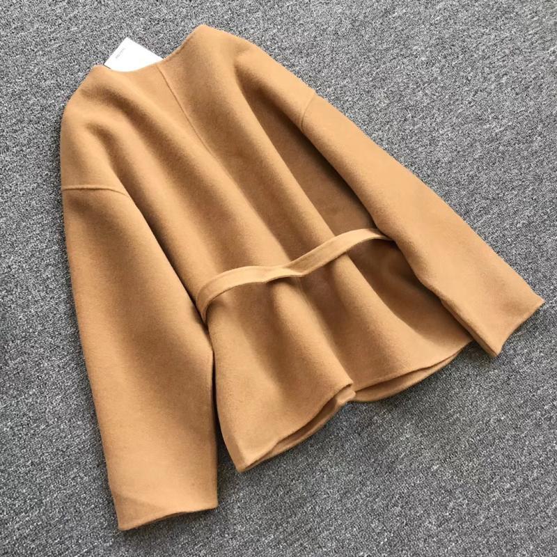 Double-sided woolen cross-tie coat - Lotus Lane