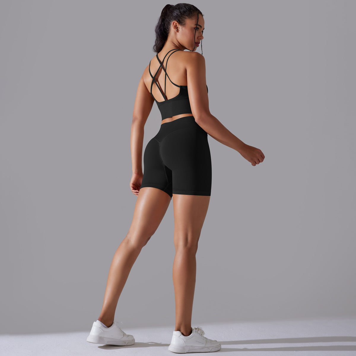 Seamless Knitted Solid Color Beauty Back High Elastic Sports Skinny Yoga Clothes Suit - Lotus Lane