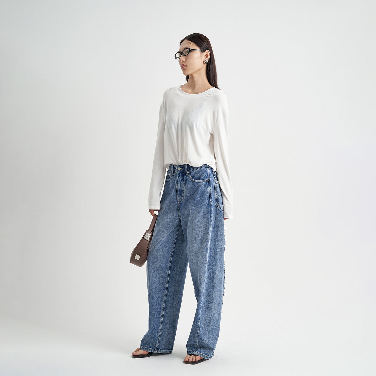 Blue Washed Loose Jeans High-end Women's Trousers High-grade - Lotus Lane