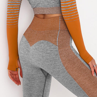 Seamless Striped Knitted Yoga Fitness Pants - Lotus Lane