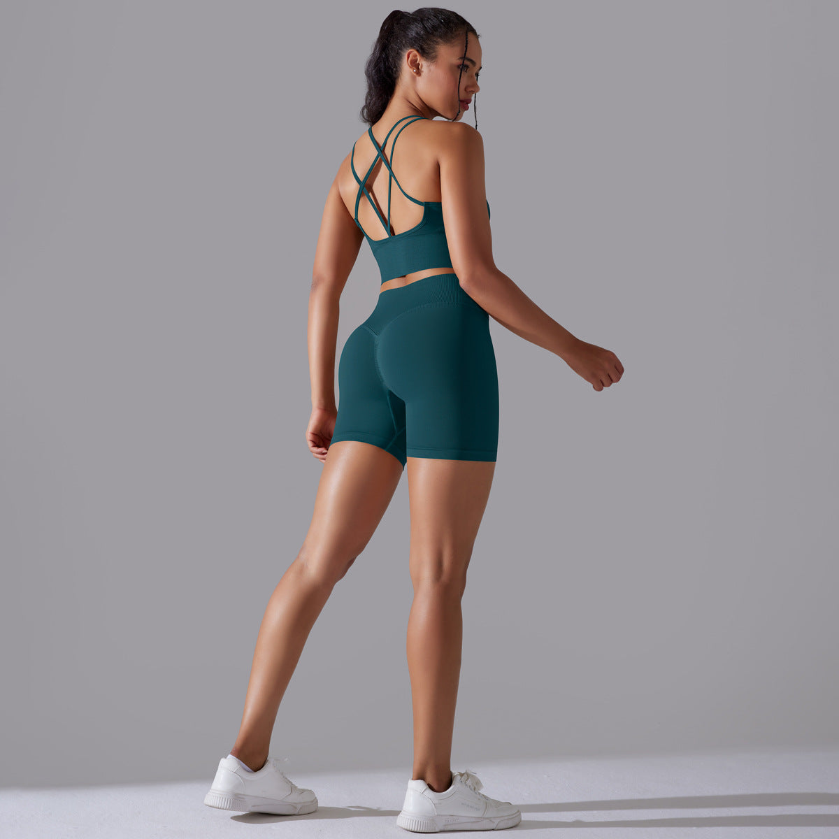 Seamless Knitted Solid Color Beauty Back High Elastic Sports Skinny Yoga Clothes Suit - Lotus Lane