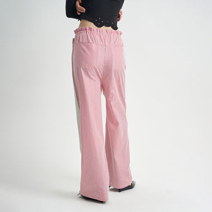 Patchwork Jeans Pink Plaid Women's Clothing - Lotus Lane