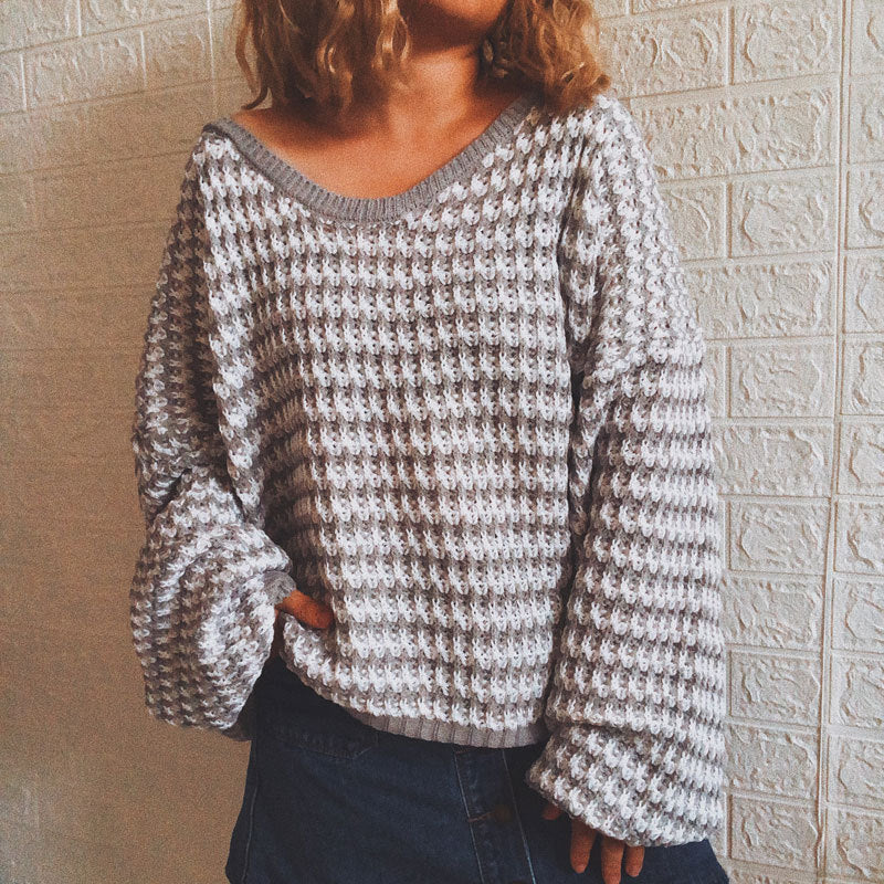 Pullover Striped Women's Knit Sweater - Lotus Lane