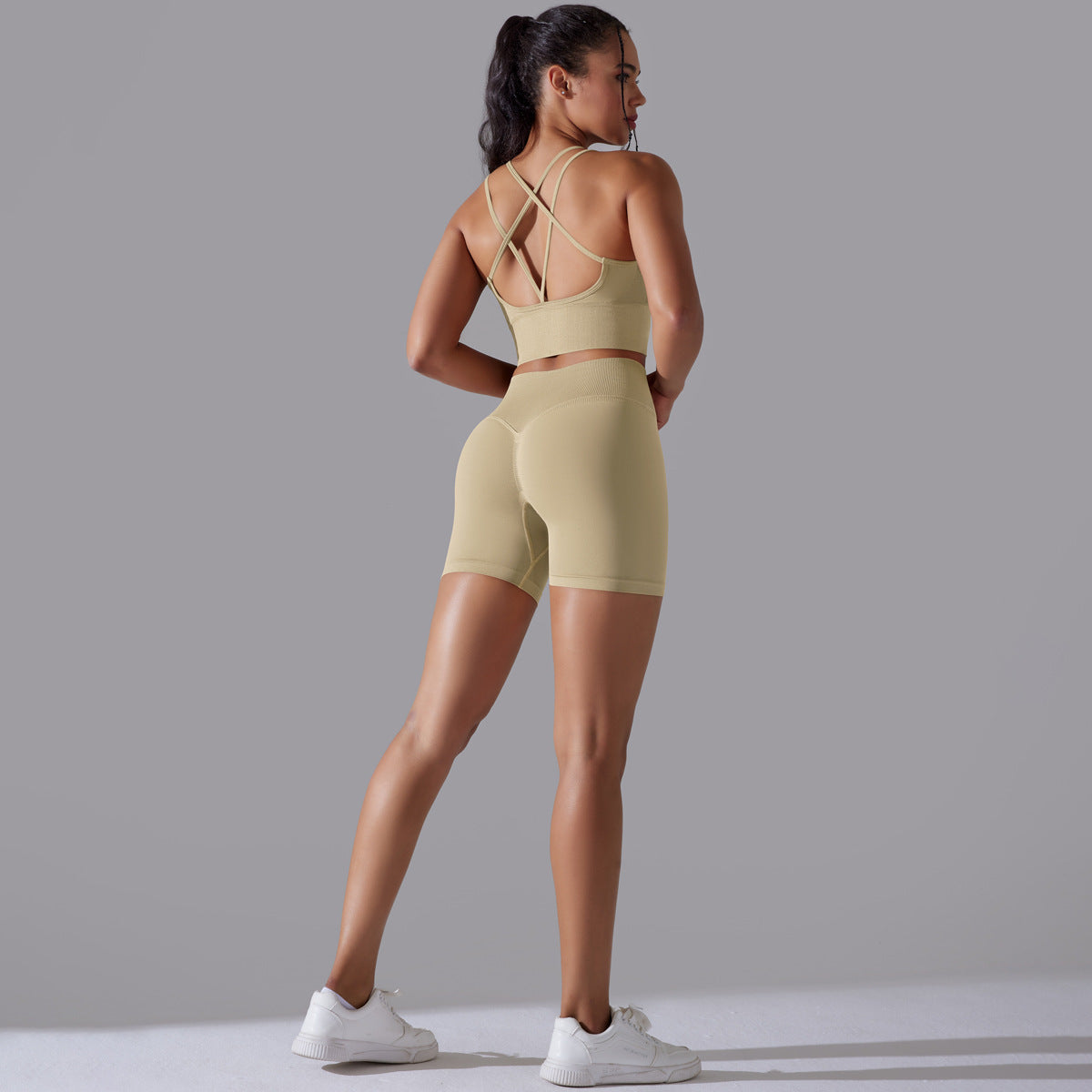 Seamless Knitted Solid Color Beauty Back High Elastic Sports Skinny Yoga Clothes Suit - Lotus Lane