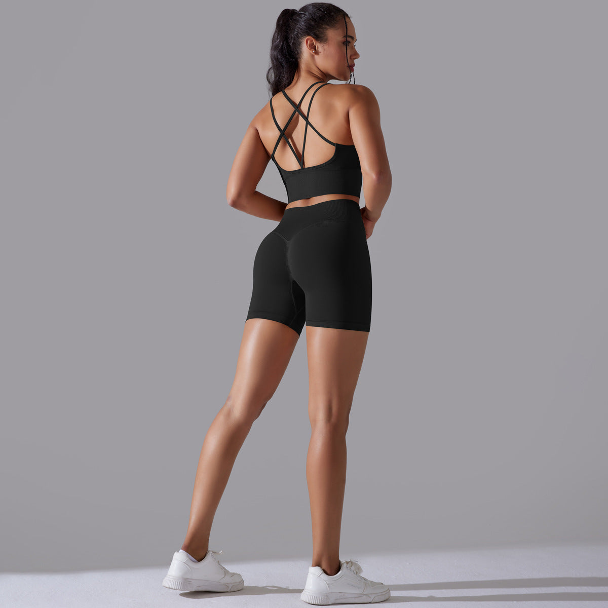 Seamless Knitted Solid Color Beauty Back High Elastic Sports Skinny Yoga Clothes Suit - Lotus Lane