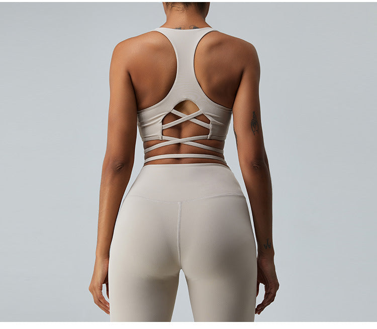 Female Thin Strap Crossing Beautiful Back Tank-top Horn Yoga Pants Suit - Lotus Lane