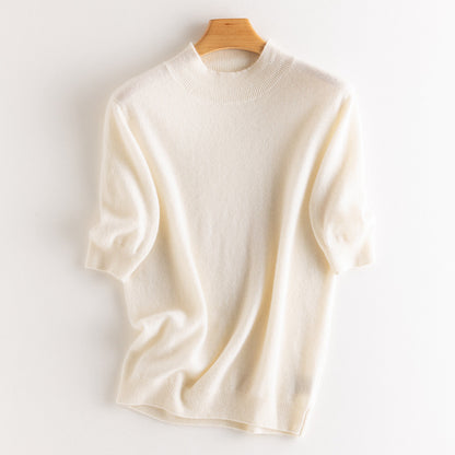 Cashmere Sweater Women's Half Turtleneck Half Sleeve - Lotus Lane