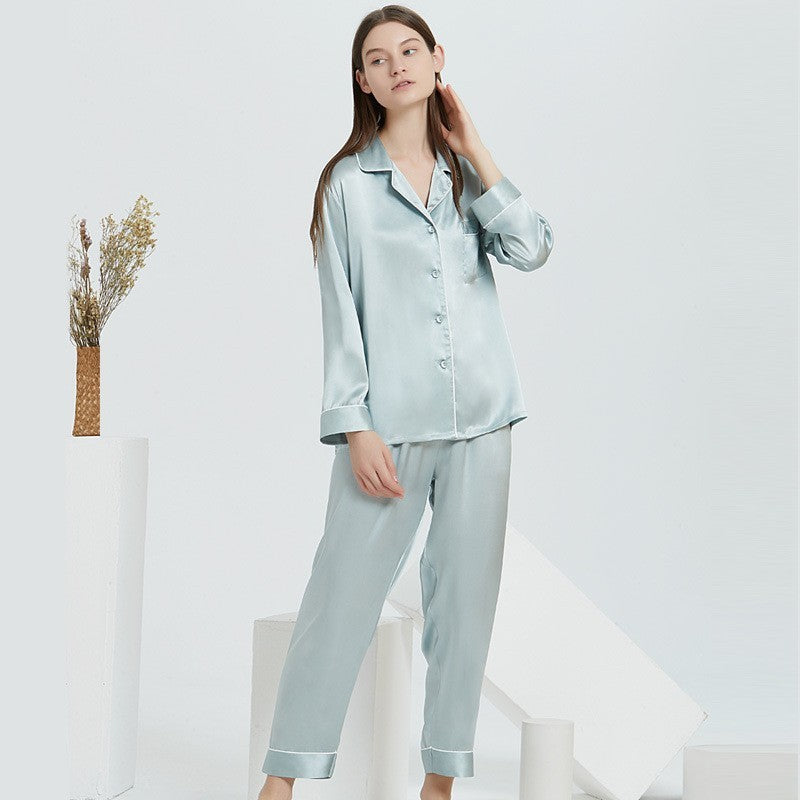 Couple's Silk Pajamas Long-sleeve Suit Silk Homewear - Lotus Lane