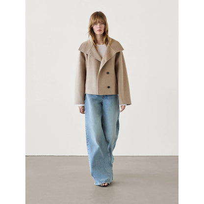 Wool Blend Turtleneck Coat Single Breasted Casual - Lotus Lane