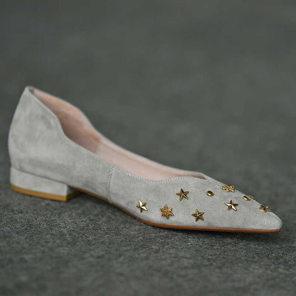 Frosted Low-cut Pointed-toe Shoes All-match Flat Low Heel Slip-on Pumps