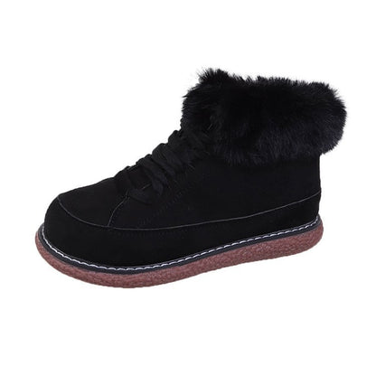 Women's Winter Warm Round Lace Up Snow Anti Slip Cotton Shoes - Lotus Lane