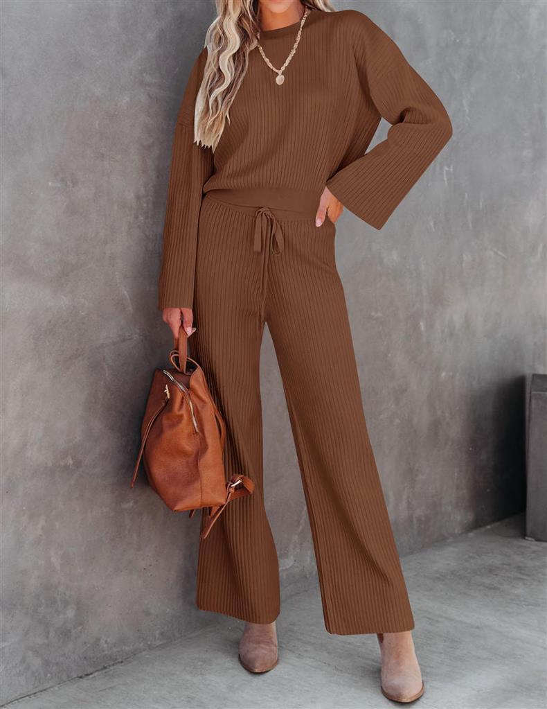 Autumn And Winter New Fashion All-match Round Neck Top Loose Casual Trousers