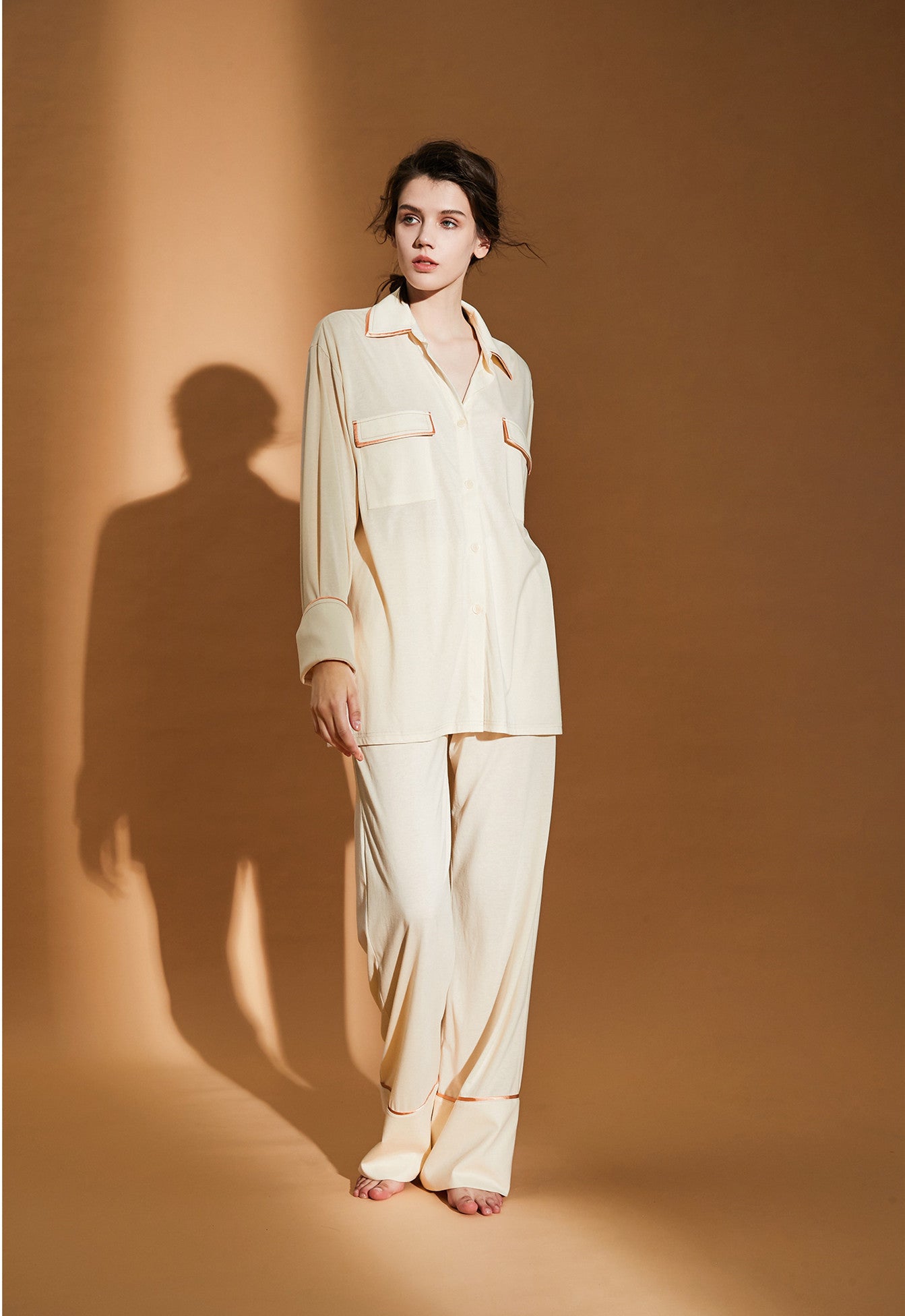 TL Pure Cotton Loose Long Sleeve Pajamas - Lotus Lane