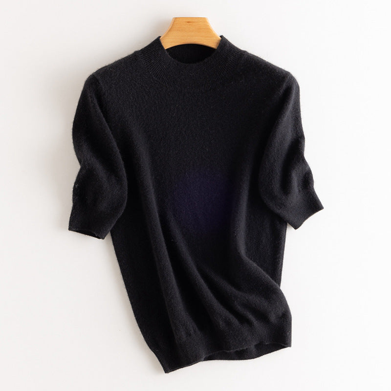 Cashmere Sweater Women's Half Turtleneck Half Sleeve - Lotus Lane