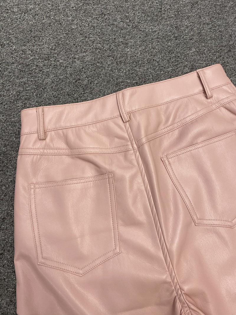 Women's Casual Niche Leisure Commute Leather High Waist Straight Shorts - Lotus Lane