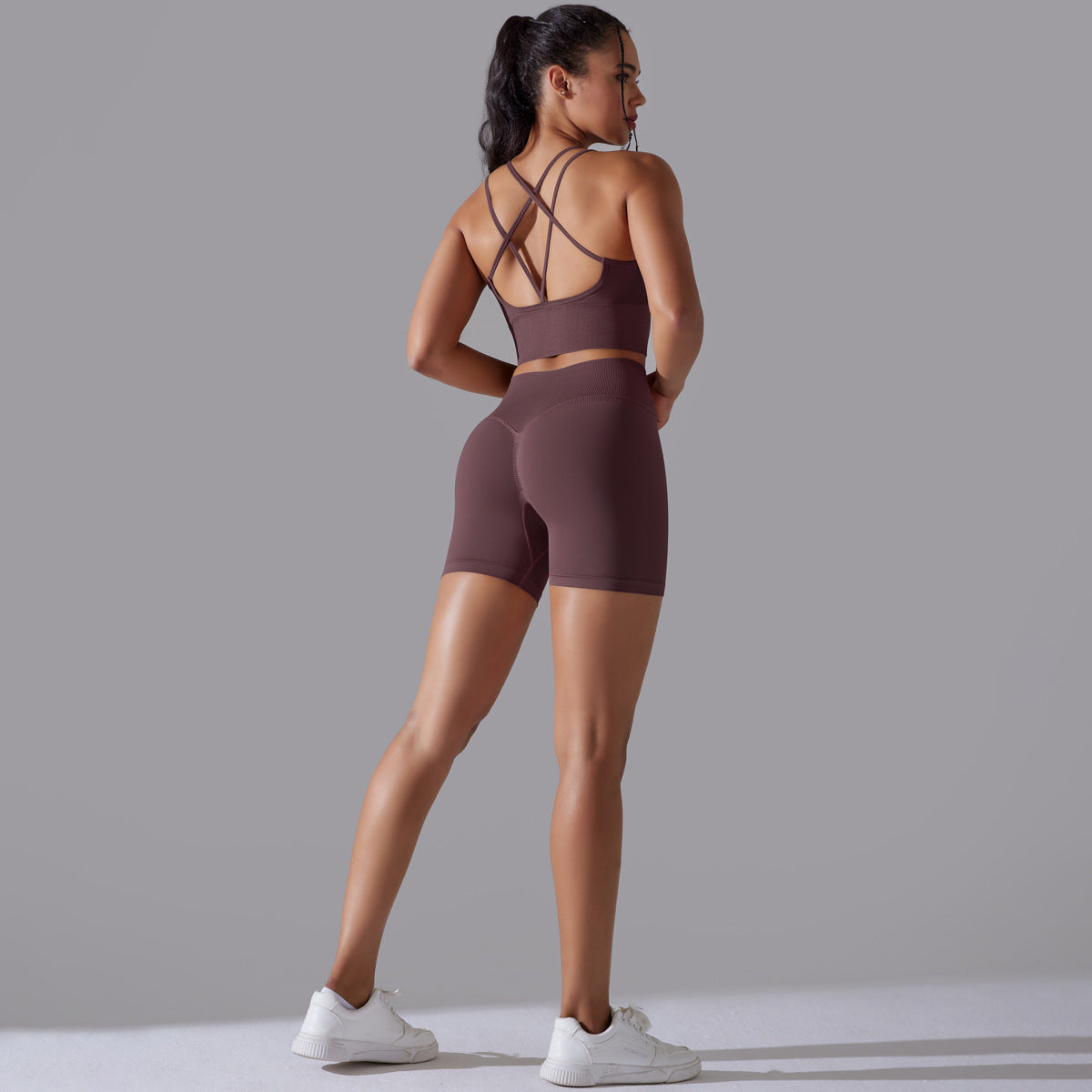 Seamless Knitted Solid Color Beauty Back High Elastic Sports Skinny Yoga Clothes Suit - Lotus Lane