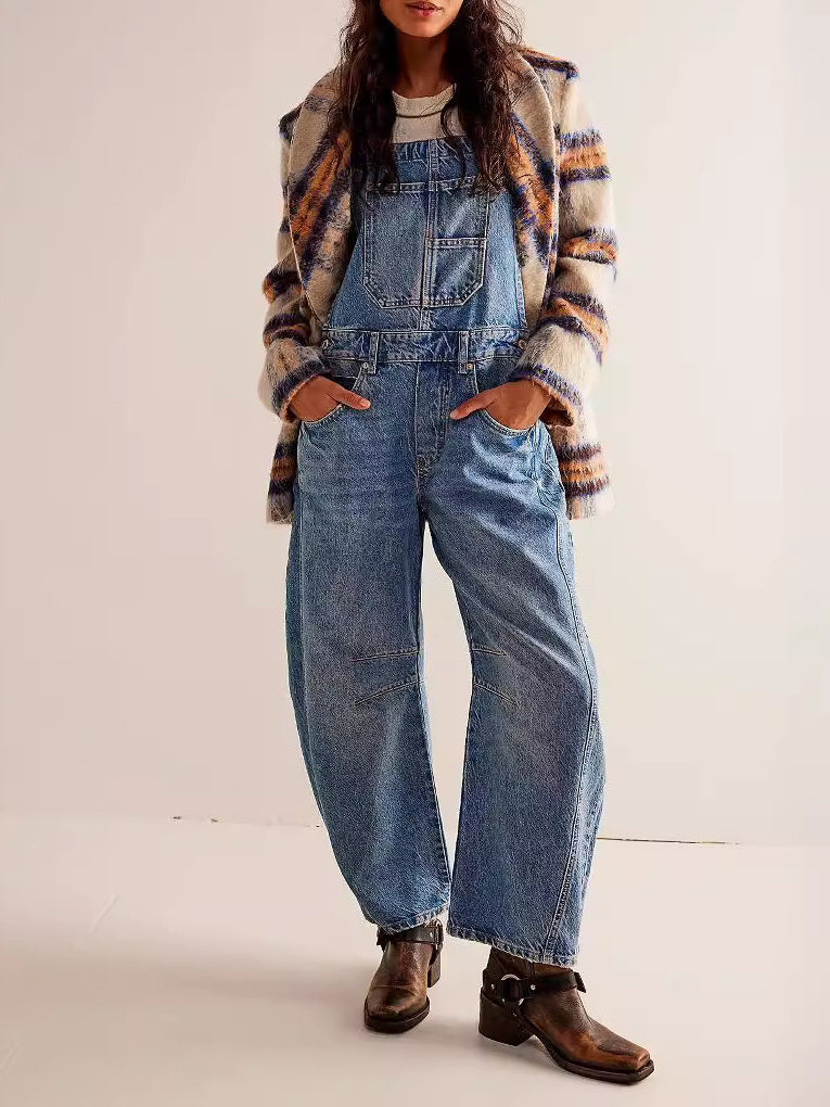 Casual Loose Denim Overalls - Lotus Lane