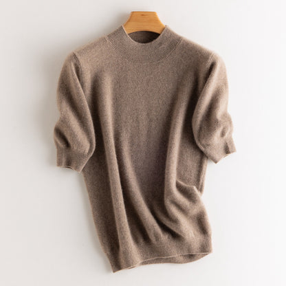 Cashmere Sweater Women's Half Turtleneck Half Sleeve - Lotus Lane