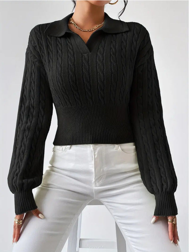 Women's Sweater Fashion Solid Color And V-neck - Lotus Lane