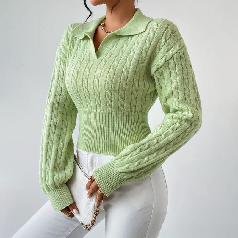 Women's Sweater Fashion Solid Color And V-neck - Lotus Lane