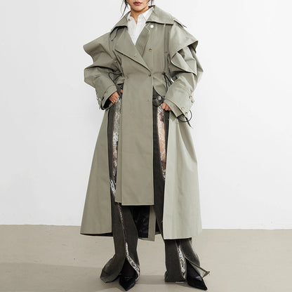 Elastic And Waisted Profile Trench Coat