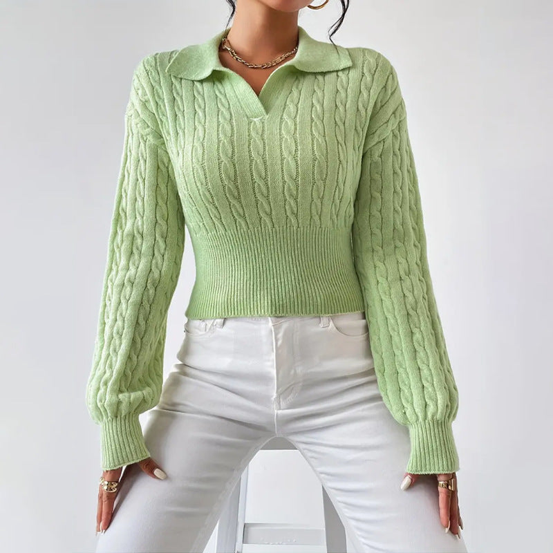 Women's Sweater Fashion Solid Color And V-neck - Lotus Lane