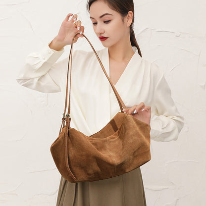 High-grade Large-capacity Frosted Idle Style Suede Crossbody Shoulder Bag