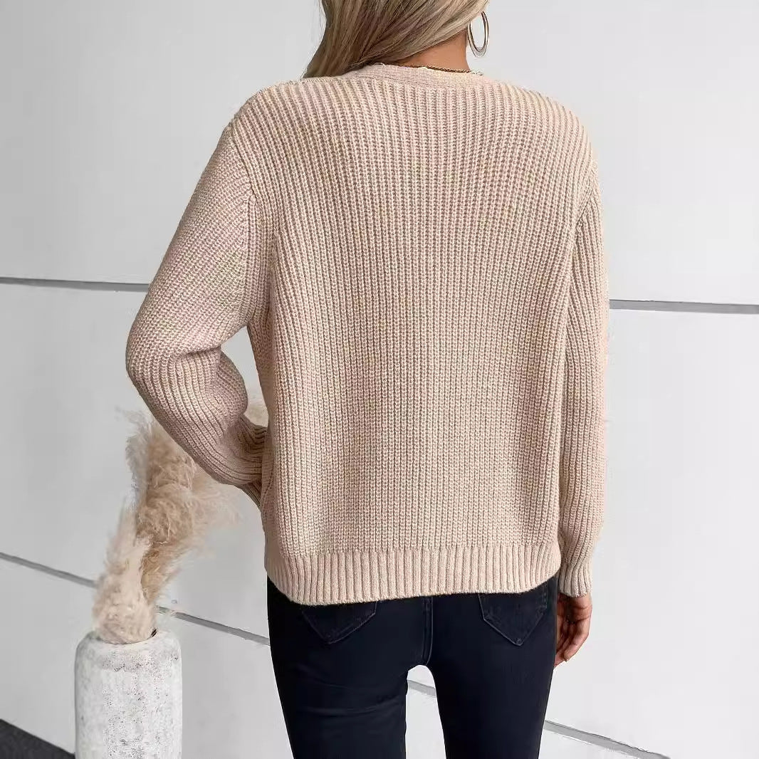 Solid Color Twist Knitted Cardigan For Women - Lotus Lane