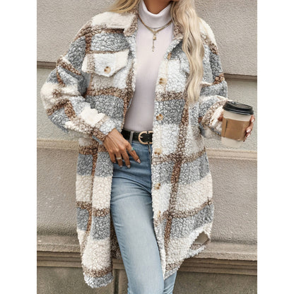 Lapel Colorblock Plaid Jacket New Design Sense Padded Coat Women's Clothing - Lotus Lane