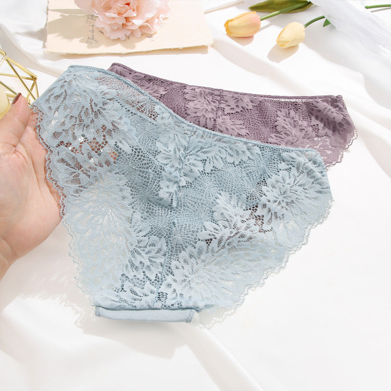 Women's Cotton Lace Stitching Briefs - Lotus Lane