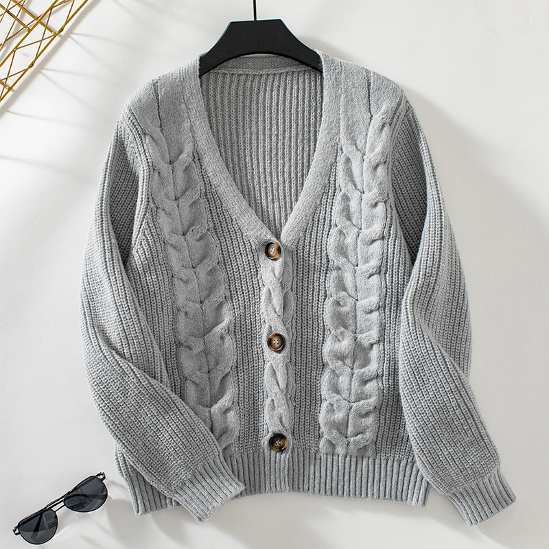 Solid Color Twist Knitted Cardigan For Women - Lotus Lane