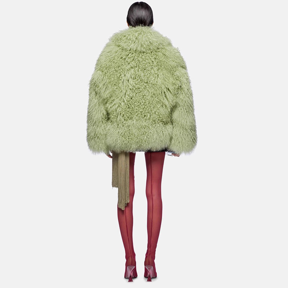 Color Plush Fur Coat Socialite Style - Lotus Lane